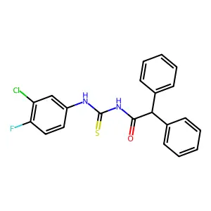 N-[(3-chloro-4-fluorophenyl)carbamothioyl]-2,2-diphenylacetamide structure