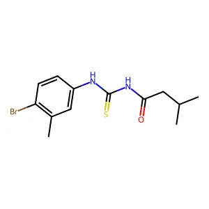 N-[(4-bromo-3-methylphenyl)carbamothioyl]-3-methylbutanamide structure