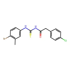 N-[(4-bromo-3-methylphenyl)carbamothioyl]-2-(4-chlorophenyl)acetamide structure