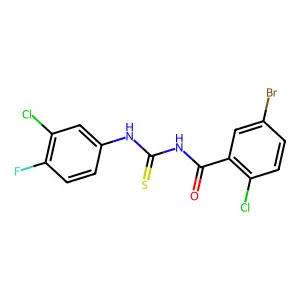 5-bromo-2-chloro-N-[(3-chloro-4-fluorophenyl)carbamothioyl]benzamide structure