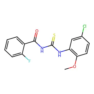 N-[(5-chloro-2-methoxyphenyl)carbamothioyl]-2-fluorobenzamide structure