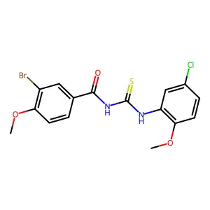 3-bromo-N-[(5-chloro-2-methoxyphenyl)carbamothioyl]-4-methoxybenzamide structure