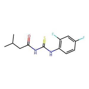 N-[(2,4-difluorophenyl)carbamothioyl]-3-methylbutanamide structure