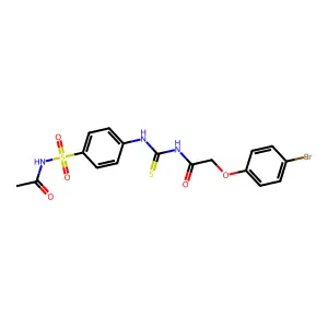 N-[[4-(acetylsulfamoyl)phenyl]carbamothioyl]-2-(4-bromophenoxy)acetamide structure