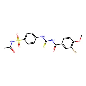 N-[[4-(acetylsulfamoyl)phenyl]carbamothioyl]-3-bromo-4-methoxybenzamide structure