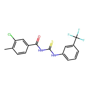 3-chloro-4-methyl-N-[[3-(trifluoromethyl)phenyl]carbamothioyl]benzamide structure