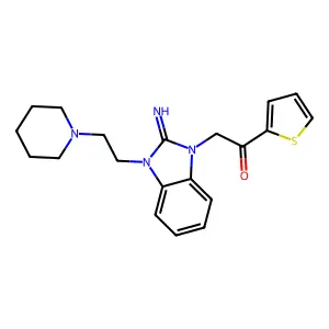 2-[2-Imino-3-(2-piperidin-1-ylethyl)benzimidazol-1-yl]-1-thiophen-2-ylethanone structure