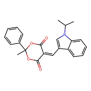 5-[(1-isopropyl-1H-indol-3-yl)methylene]-2-methyl-2-phenyl-1,3-dioxane-4,6-dione structure