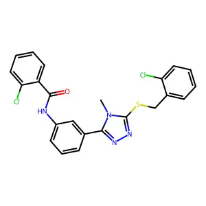 2-chloro-N-(3-{5-[(2-chlorobenzyl)sulfanyl]-4-methyl-4H-1,2,4-triazol-3-yl}phenyl)benzamide structure
