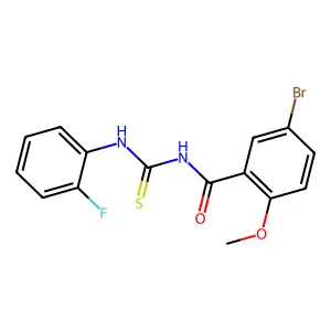 5-bromo-N-[(2-fluorophenyl)carbamothioyl]-2-methoxybenzamide structure