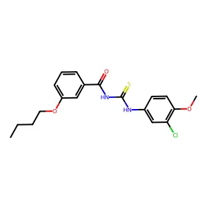 N-(3-butoxybenzoyl)-N'-(3-chloro-4-methoxyphenyl)thiourea structure