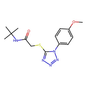 N-tert-butyl-2-[1-(4-methoxyphenyl)tetrazol-5-yl]sulfanylacetamide structure