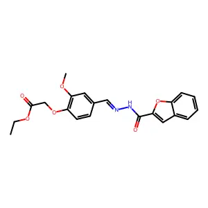 Ethyl 2-(4-((2-(benzofuran-2-carbonyl)hydrazono)methyl)-2-methoxyphenoxy)acetate structure