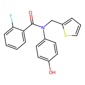 2-fluoro-N-(4-hydroxyphenyl)-N-(thiophen-2-ylmethyl)benzamide structure