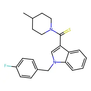 [1-[(4-Fluorophenyl)methyl]indol-3-yl]-(4-methylpiperidin-1-yl)methanethione structure