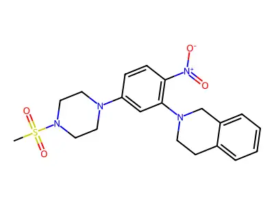 2-[5-(4-methylsulfonylpiperazin-1-yl)-2-nitrophenyl]-3,4-dihydro-1H-isoquinoline structure