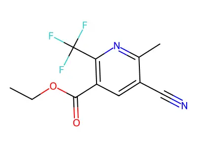 Ethyl 5-cyano-6-methyl-2-(trifluoromethyl)nicotinate structure