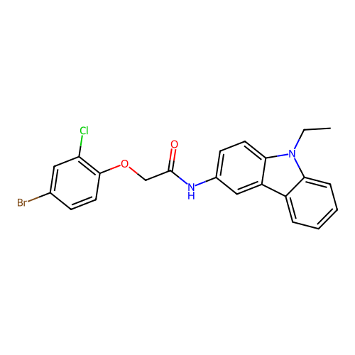 2-(4-bromo-2-chlorophenoxy)-N-(9-ethyl-9H-carbazol-3-yl)acetamide structure