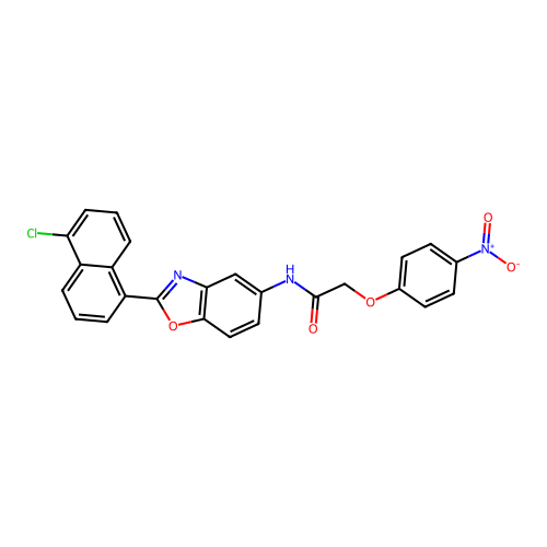 N-[2-(5-chloronaphthalen-1-yl)-1,3-benzoxazol-5-yl]-2-(4-nitrophenoxy)acetamide structure