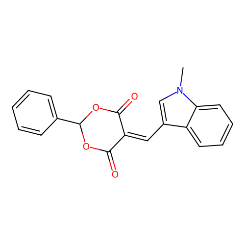 5-[(1-methyl-1H-indol-3-yl)methylidene]-2-phenyl-1,3-dioxane-4,6-dione structure