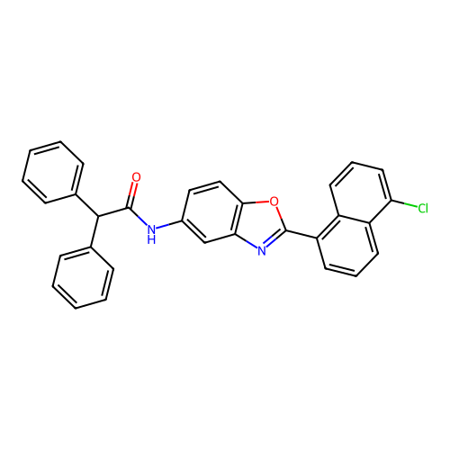 N-[2-(5-chloronaphthalen-1-yl)-1,3-benzoxazol-5-yl]-2,2-diphenylacetamide structure