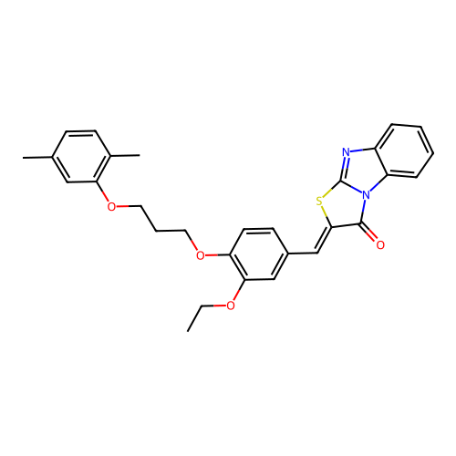 (Z)-2-(4-(3-(2,5-dimethylphenoxy)propoxy)-3-ethoxybenzylidene)benzo[4,5]imidazo[2,1-b]thiazol-3(2H)-one structure