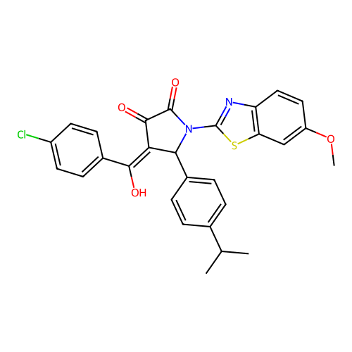 4-[(4-chlorophenyl)carbonyl]-3-hydroxy-1-(6-methoxy-1,3-benzothiazol-2-yl)-5-[4-(propan-2-yl)phenyl]-1,5-dihydro-2H-pyrrol-2-one structure