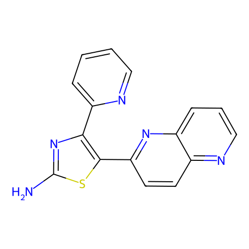 5-(1,5-Naphthyridin-2-yl)-4-(pyridin-2-yl)thiazol-2-amine structure