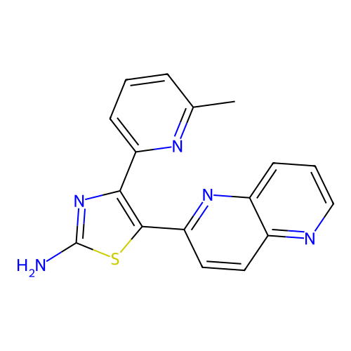 4-(6-Methyl-pyridin-2-yl)-5-[1,5]naphthyridin-2-yl-thiazol-2-ylamine structure