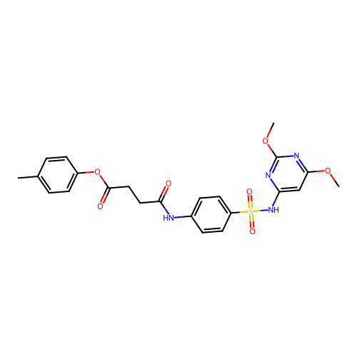4-methylphenyl 4-[(4-{[(2,6-dimethoxy-4-pyrimidinyl)amino]sulfonyl}phenyl)amino]-4-oxobutanoate structure