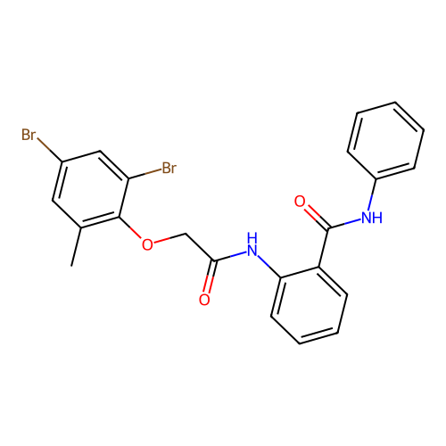 2-{[(2,4-dibromo-6-methylphenoxy)acetyl]amino}-N-phenylbenzamide structure