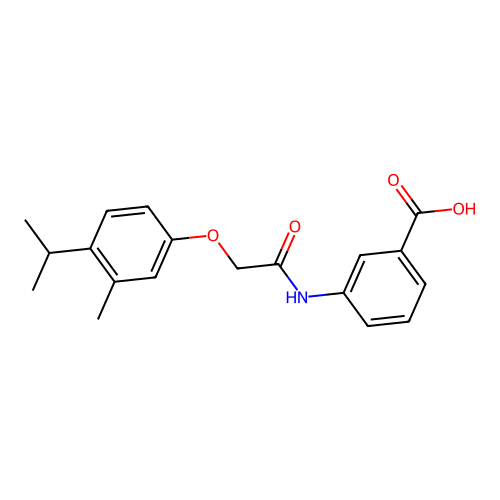 3-({[3-Methyl-4-(propan-2-yl)phenoxy]acetyl}amino)benzoic acid structure