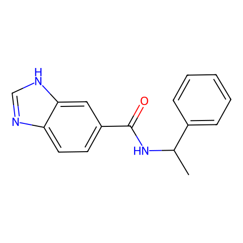 N-(1-phenylethyl)-1H-benzimidazole-5-carboxamide structure