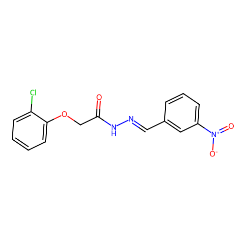 2-(2-chlorophenoxy)-N-[(3-nitrophenyl)methylideneamino]acetamide structure