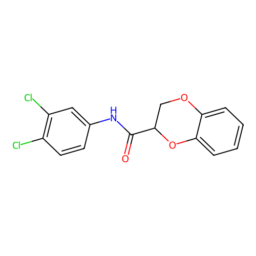 N-(3,4-dichlorophenyl)-2,3-dihydro-1,4-benzodioxine-2-carboxamide structure