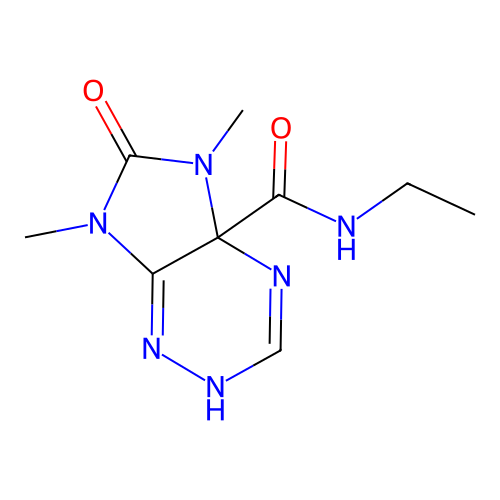 N-ethyl-5,7-dimethyl-6-oxo-4,5,6,7-tetrahydro-4aH-imidazo[4,5-e][1,2,4]triazine-4a-carboxamide structure