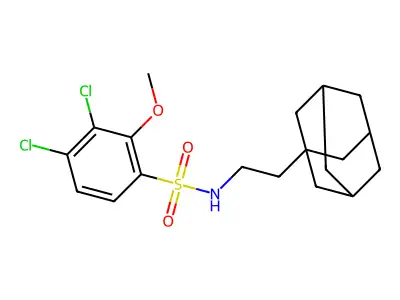 N-[2-(adamantan-1-yl)ethyl]-3,4-dichloro-2-methoxybenzene-1-sulfonamide structure