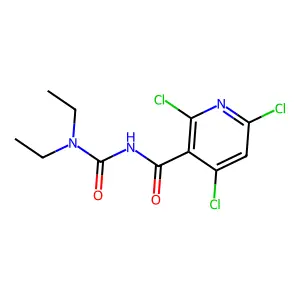 2,4,6-trichloro-N-(diethylcarbamoyl)pyridine-3-carboxamide structure