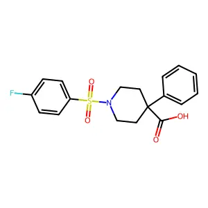 1-[(4-Fluorophenyl)sulfonyl]-4-phenylpiperidine-4-carboxylic acid structure