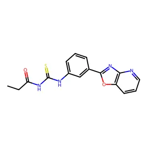 N-[[3-([1,3]oxazolo[4,5-b]pyridin-2-yl)phenyl]carbamothioyl]propanamide structure