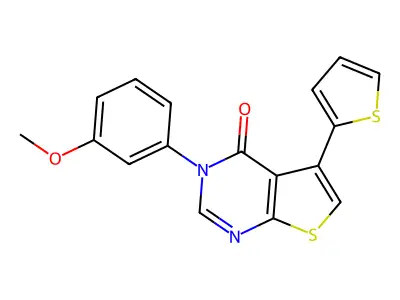 3-(3-methoxyphenyl)-5-(thiophen-2-yl)thieno[2,3-d]pyrimidin-4(3H)-one structure