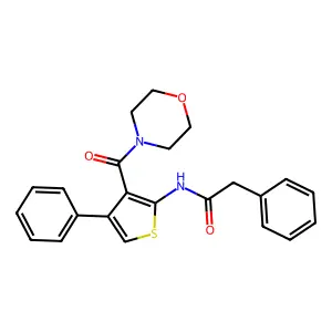 N-[3-(4-morpholinylcarbonyl)-4-phenyl-2-thienyl]-2-phenylacetamide structure