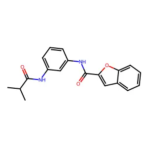 N-[3-(isobutyrylamino)phenyl]-1-benzofuran-2-carboxamide structure