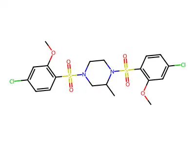 1,4-Bis[(4-chloro-2-methoxyphenyl)sulfonyl]-2-methylpiperazine structure