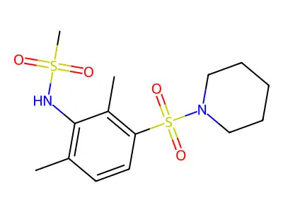 N-(2,6-dimethyl-3-piperidin-1-ylsulfonylphenyl)methanesulfonamide structure