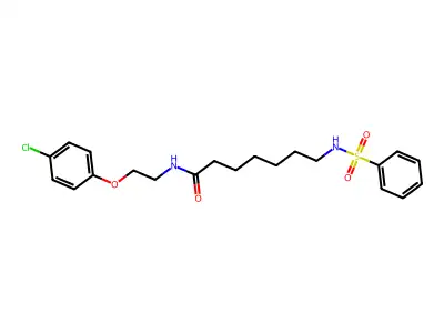 N-[2-(4-chlorophenoxy)ethyl]-7-[(phenylsulfonyl)amino]heptanamide structure