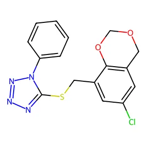 5-[(6-chloro-4H-1,3-benzodioxin-8-yl)methylsulfanyl]-1-phenyltetrazole structure
