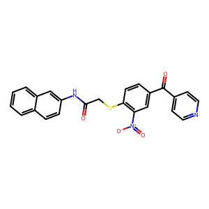 N-naphthalen-2-yl-2-[2-nitro-4-(pyridine-4-carbonyl)phenyl]sulfanylacetamide structure
