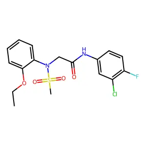 N-(3-chloro-4-fluorophenyl)-2-(2-ethoxy-N-methylsulfonylanilino)acetamide structure