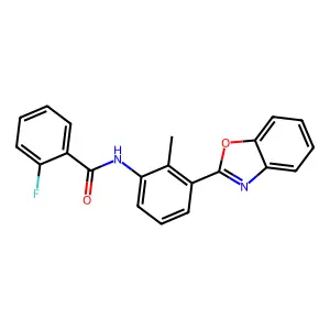 N-[3-(1,3-benzoxazol-2-yl)-2-methylphenyl]-2-fluorobenzamide structure